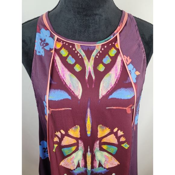 Free People Burgundy Floral Dream Free Tunic Top Blouse Size S - Picture 2 of 9